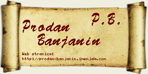 Prodan Banjanin vizit kartica